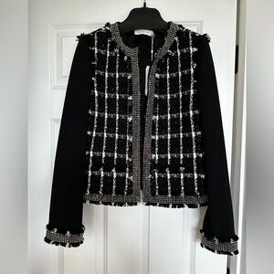 Tory Burch Black and White Tweed Blazer